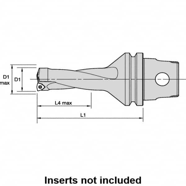 Kennametal - 101.6mm Max Drill Depth, 2xD, 50.8mm Diam, Indexable Insert Drill - 2 Inserts, 50mm Shank Diam, KM50 Modular Connection Shank - Benchmark Tooling