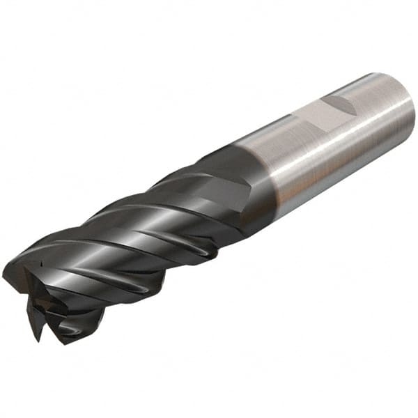 Iscar - 5mm, 14mm LOC, 5mm Shank Diam, 50mm OAL, 4 Flute, Solid Carbide Square End Mill - Single End, TiAlN Finish, Spiral Flute, 45° Helix, Right Hand Cut, Right Hand Flute - Benchmark Tooling