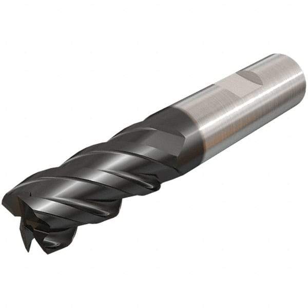 Iscar - 10mm, 22mm LOC, 10mm Shank Diam, 72mm OAL, 4 Flute, Solid Carbide Square End Mill - Single End, TiAlN Finish, Spiral Flute, 45° Helix, Right Hand Cut, Right Hand Flute - Benchmark Tooling