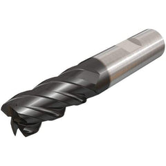 Iscar - 12mm, 25mm LOC, 12mm Shank Diam, 83mm OAL, 4 Flute, Solid Carbide Square End Mill - Single End, TiAlN Finish, Spiral Flute, 45° Helix, Right Hand Cut, Right Hand Flute - Benchmark Tooling