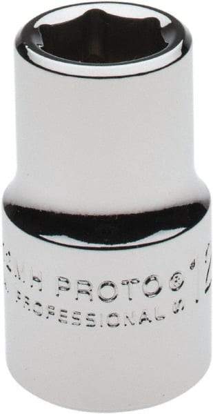 Proto - 1/2" Drive, Standard Hand Socket - 6 Points, 1-1/2" OAL, Chrome Finish - Benchmark Tooling