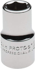 Proto - 1/2" Drive, Standard Hand Socket - 6 Points, 1-1/2" OAL, Chrome Finish - Benchmark Tooling