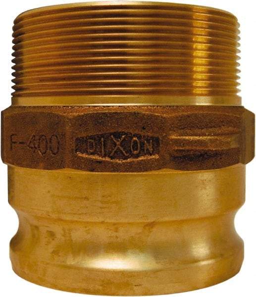 Dixon Valve & Coupling - 4" Brass Cam & Groove Suction & Discharge Hose Male Adapter Male NPT Thread - Part F, 4" Thread, 100 Max psi - Benchmark Tooling