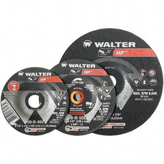 WALTER Surface Technologies - 24 Grit, 7" Wheel Diam, 1/4" Wheel Thickness, 7/8" Arbor Hole, Type 27 Depressed Center Wheel - Aluminum Oxide, Resinoid Bond, 8,600 Max RPM - Benchmark Tooling