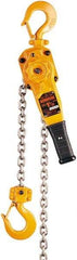 Harrington Hoist - 4,000 Lb Lifting Capacity, 15' Lift Height, Lever Hoist - Made from Chain, 59 Lb Avg Pull to Lift Rated Load, 1 Chain - Benchmark Tooling