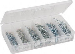 Value Collection - 100 Piece, 1/4 to 3/4" Pin Diam, Locking Cotter Pin Assortment - Spring Wire - Benchmark Tooling