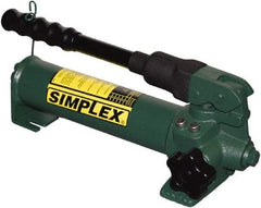 TK Simplex - 2 Stage, 1-1/2" Piston Diam, 3/8 NPTF, 0.23 & 0.06 Cu In Per Stroke, Manual Hydraulic Pump - 20 Cu In Reservoir, 200 psi First Stage, 2,850 psi Second Stage - Benchmark Tooling