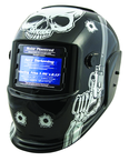 #41282 - Solar Powered Welding Helment; Black with Skull and Pistol Graphics - Benchmark Tooling