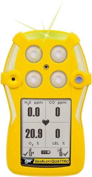 BW Technologies by Honeywell - Visual, Vibration & Audible Alarm, LCD Display, Single Gas Detector - Monitors Carbon Monoxide, -20 to 50°C Working Temp - Benchmark Tooling