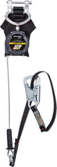 Miller - 8' Long, 420 Lb Capacity, Galvanized Steel Cable Fall Limiter - 3/16" Diam, Locking Snap Hook Connector, Aluminum Carabiner Connector with Integral Shock Pack, Metallic/Black - Benchmark Tooling