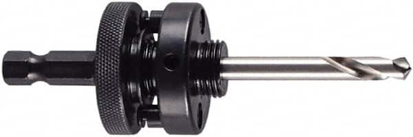 M.K. MORSE - 1-1/4 to 6" Tool Diam Compatibility, Hex Shank, High Speed Steel Integral Pilot Drill, Hole Cutting Tool Arbor - 3/8" Min Chuck, Hex Shank Cross Section, Quick-Change Attachment, For 1-1/4 to 6" Hole Saws - Benchmark Tooling