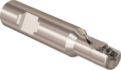 Seco - 1/2" Cut Diam, 9mm Max Depth of Cut, 5/8" Shank Diam, 58.4mm OAL, Indexable Square Shoulder Slot Milling End Mill - Weldon Shank, 90° Lead Angle, Through Coolant, Series R217.69 - Benchmark Tooling