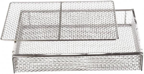 Marlin Steel Wire Products - 11" Deep, Rectangular Stainless Steel Mesh Basket - 16" Wide x 3" High - Benchmark Tooling