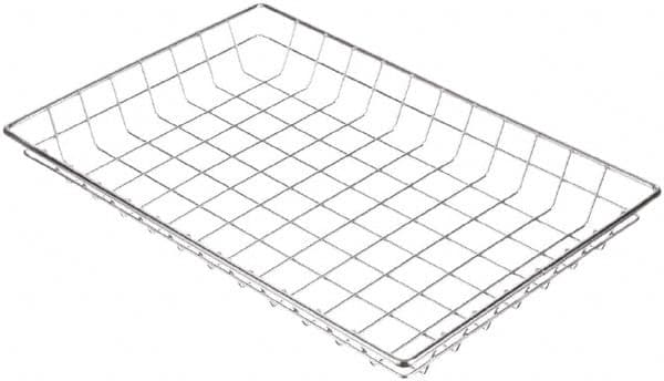 Marlin Steel Wire Products - 12" Deep, Rectangular Steel Wire Basket - 18" Wide x 2" High - Benchmark Tooling