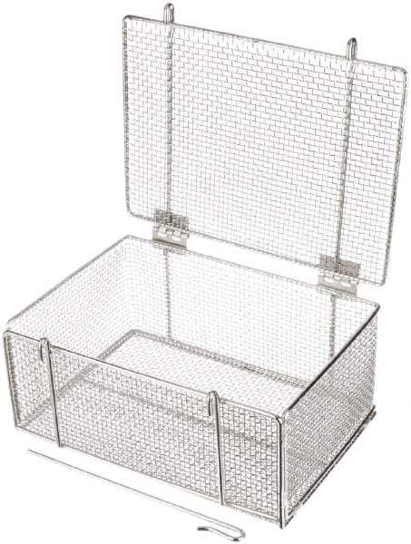 Marlin Steel Wire Products - 10" Deep, Rectangular Stainless Steel Wire Basket - 14" Wide x 6-9/16" High - Benchmark Tooling