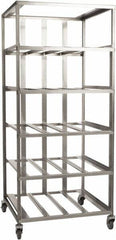 Marlin Steel Wire Products - 21-21/32" Wide x 30-1/2" Long x 12-1/4" High Storage Rack Cart - 4 Shelf, 4 Slot, Stainless Steel, 4 Swivel Casters - Benchmark Tooling