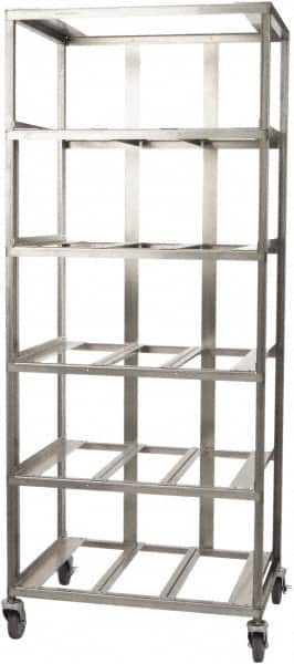 Marlin Steel Wire Products - 21-21/32" Wide x 28-1/2" Long x 12-1/4" High Storage Rack Cart - 5 Shelf, 5 Slot, Stainless Steel, 4 Swivel Casters - Benchmark Tooling