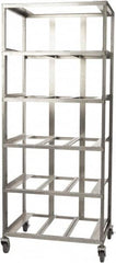 Marlin Steel Wire Products - 21-21/32" Wide x 28-1/2" Long x 12-1/4" High Storage Rack Cart - 5 Shelf, 5 Slot, Stainless Steel, 4 Swivel Casters - Benchmark Tooling