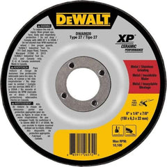 DeWALT - 24 Grit, 6" Wheel Diam, 7/8" Arbor Hole, Type 27 Depressed Center Wheel - Coarse/Medium Grade, Ceramic, N Hardness, 10,100 Max RPM - Benchmark Tooling
