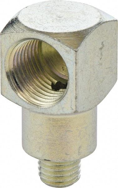 Umeta - 90° Head Angle, 1/4-28 PTF Steel Grease Fitting Adapter - 1/2" Hex, 1.0313" Overall Height, Zinc Plated Finish - Benchmark Tooling