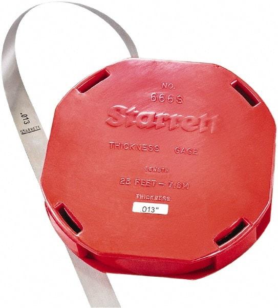 Starrett - Feeler Stock Rolls Thickness (Decimal Inch): 0.0130 Overall Length (Meters): 7.60 - Benchmark Tooling