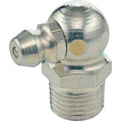 Umeta - 90° Head Angle, 1/8 PTF Stainless Steel Standard Grease Fitting - 7/16" Hex, 7/8" Overall Height - Benchmark Tooling