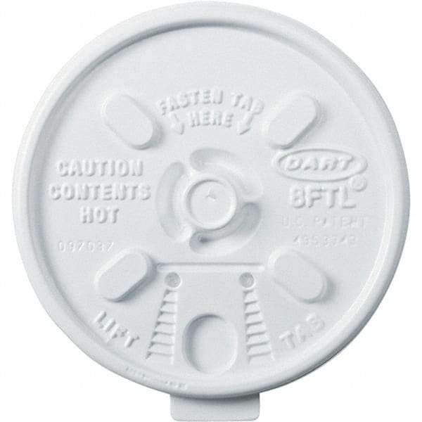 DART - Plastic Hot Cup Lids, 6-10 oz Cups - White - Benchmark Tooling