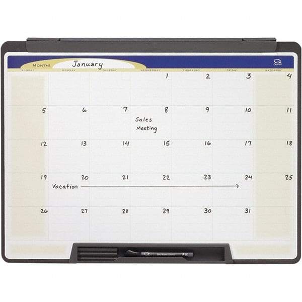 Quartet - 18" High x 24" Wide Magnetic Dry Erase Calendar - Melamine, Includes Accessory Tray/Rail & Dry-Erase Marker - Benchmark Tooling