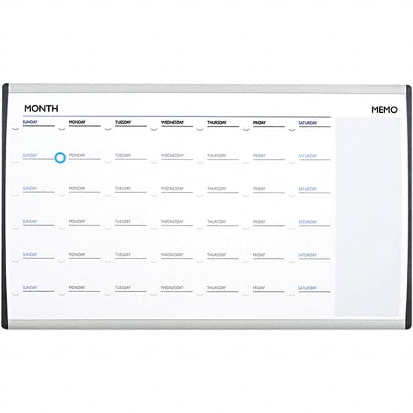 Quartet - 18" High x 30" Wide Magnetic Dry Erase Calendar - Steel, Includes Mounting Kit - Benchmark Tooling