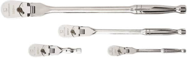 GearWrench - 1/4", 3/8" & 1/2" Drive Pear Head Ratchet Set - Full Polish Chrome Finish, Various Lengths, 60 Gear Teeth, Flex Handle, Flex Head - Benchmark Tooling