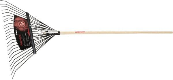 Razor-Back - Leaf Rake with 54" Straight Hardwood Handle - 24" Blade Width, 24 Tines, 14-5/64" Tine Length - Benchmark Tooling