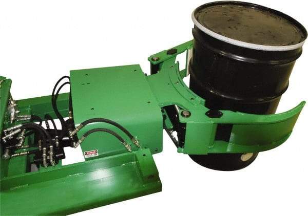 Valley Craft - 2,000 Lb Load Capacity, 30, 55 & 85 Gal Forklift Drum Rotator - Steel Wheels - Benchmark Tooling