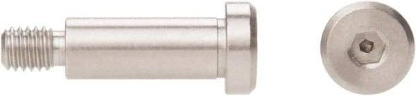Made in USA - 1/8" Shoulder Diam x 1/8" Shoulder Length, #4-40 UNC, Hex Socket Low Profile Precision Shoulder Screw - 18-8 Stainless Steel, Uncoated, 3/32" Head Height - Benchmark Tooling