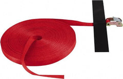 Snap-Loc - 100' Long x 1" Wide, 1,500 Lb Basket Capacity, Polyester & Steel Web Sling - Red, with Cambuckle Tie Down - Benchmark Tooling