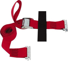 Snap-Loc - 8' Long x 2" Wide, 3,000 Lb Basket Capacity, Polyester & Steel Web Sling - 2" Diam Chain, Red, with Cambuckle Tie Down - Benchmark Tooling