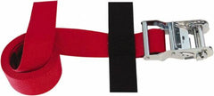 Snap-Loc - 8' Long x 2" Wide, 4,400 Lb Basket Capacity, Polyester & Steel Web Sling - Red, with Ratchet Tie Down - Benchmark Tooling