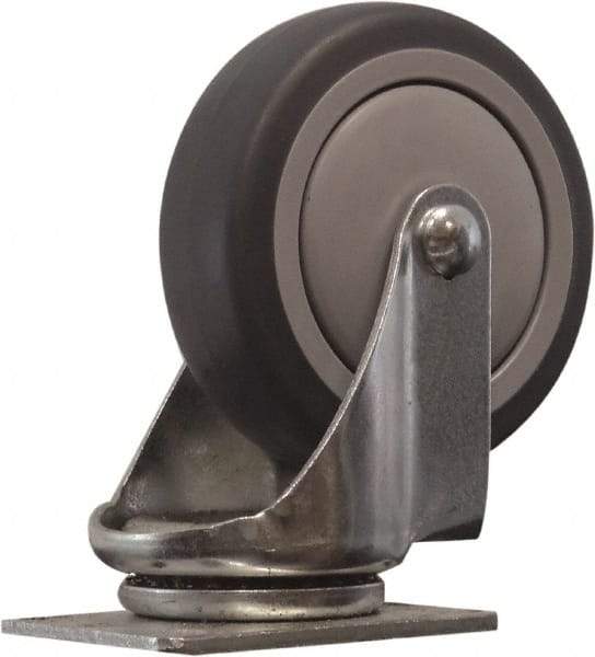 Snap-Loc - 4" Diam x 1" Wide x 5" OAH Top Plate Mount Swivel Caster - Polyurethane, 375 Lb Capacity, Ball Bearing, 1-3/4 X 2-7/8" Plate, Round Stem - Benchmark Tooling