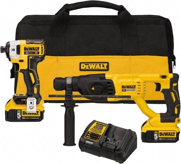 DeWALT - 20 Volt Cordless Tool Combination Kit - Includes 1/4" Brushless Impact Driver & SDS Plus Brushless Rotary Hammer, Lithium-Ion Battery Included - Benchmark Tooling