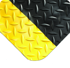 UltraSoft Diamond Plate Floor Mat - 3' x 5' x 15/16" Thick - (Black/Yellow Diamond Plate) - Benchmark Tooling