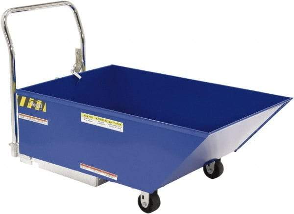 Vestil - 206 Lb Load Capacity, 1/3 Cu Yd, Steel Low Profile - 29-13/16" Wide x 54" Long x 33-5/8" High, Blue - Benchmark Tooling