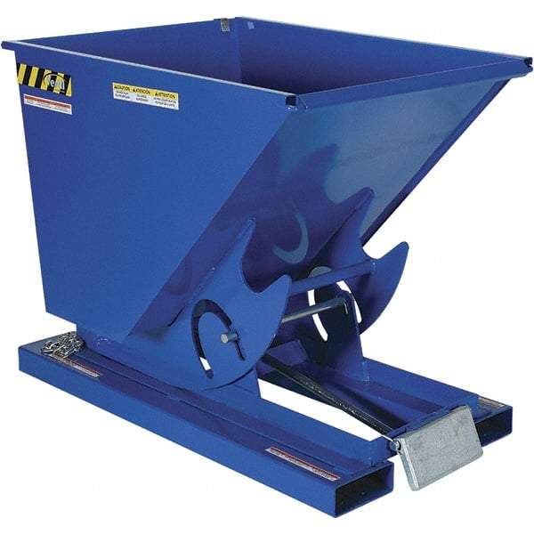 Vestil - 2,000 Lb Load Capacity, 1/2 Cu. Yd Cu Yd, Steel Self-Dumping Hopper - 33-11/16" Wide x 51-3/4" Long x 38" High, Blue - Benchmark Tooling