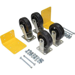 Vestil - 6" Diam x 2" Wide, Mold on Rubber (2) Rigid (2) Swivel Caster - 2,400 Lb Capacity, Top Plate Mount, 4" x 4-1/2" Plate - Benchmark Tooling