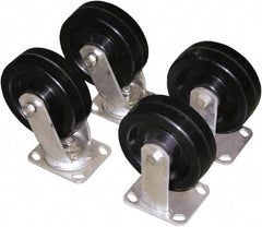 Vestil - 6" Diam x 2" Wide, Glass Filled Nylon (2) Rigid (2) Swivel Caster - 4,800 Lb Capacity, Top Plate Mount, 4" x 4-1/2" Plate - Benchmark Tooling