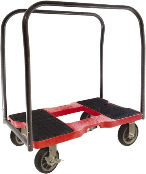 Snap-Loc - 1,500 Lb Capacity Steel Panel Cart - Polyethylene/Polypropylene Plastic Deck, 20-1/2" OAW, 32" Platform Length x 9-1/2" Platform Height, Rubber Casters - Benchmark Tooling