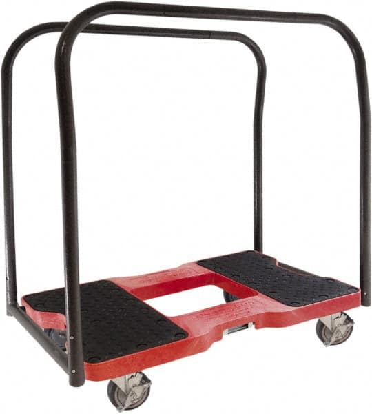 Snap-Loc - 1,500 Lb Capacity Steel Panel Cart - Polyethylene/Polypropylene Plastic Deck, 20-1/2" OAW, 32" Platform Length x 7" Platform Height, Polyurethane Casters - Benchmark Tooling