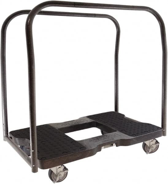 Snap-Loc - 1,500 Lb Capacity Steel Panel Cart - Polyethylene/Polypropylene Plastic Deck, 20-1/2" OAW, 32" Platform Length x 9-1/2" Platform Height, Rubber Casters - Benchmark Tooling