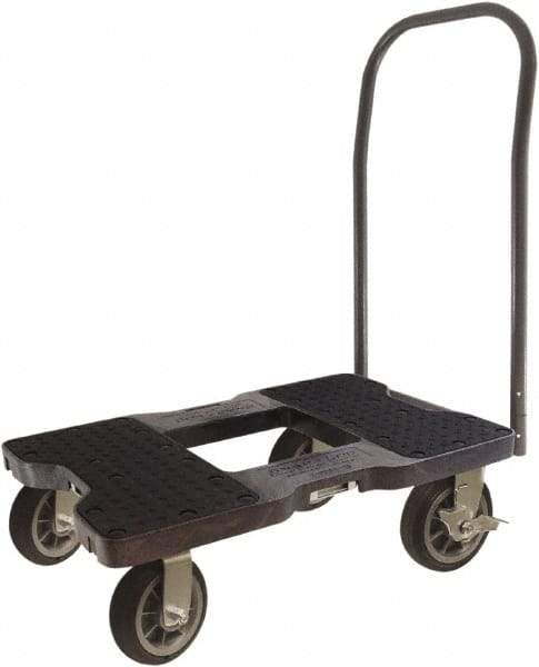 Snap-Loc - 1,500 Lb Capacity Steel Convertible Hand Truck - Polyethylene/Polypropylene Plastic Deck, 20-1/2" OAW, 32" Platform Length x 9-1/2" Platform Height, Rubber Casters - Benchmark Tooling