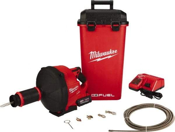 Milwaukee Tool - 18V Battery Battery Drain Cleaning Machine - For 3" Pipe, 35' Cable - Benchmark Tooling