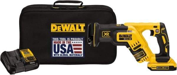 DeWALT - 20V, 0 to 2,900 SPM, Cordless Reciprocating Saw - 1-1/8" Stroke Length, 14-1/2" Saw Length, 1 Lithium-Ion Battery Included - Benchmark Tooling