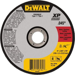 DeWALT - 6" Ceramic Cutoff Wheel - 0.045" Thick, 7/8" Arbor, 10,100 Max RPM, Use with Angle Grinders - Benchmark Tooling